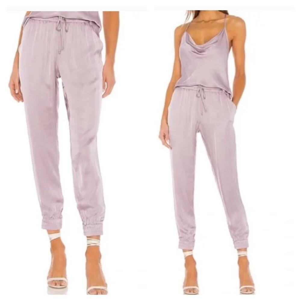Young Fabulous & Broke Jamie Satin Jogger Pants Medium Lavender Purple Cargo